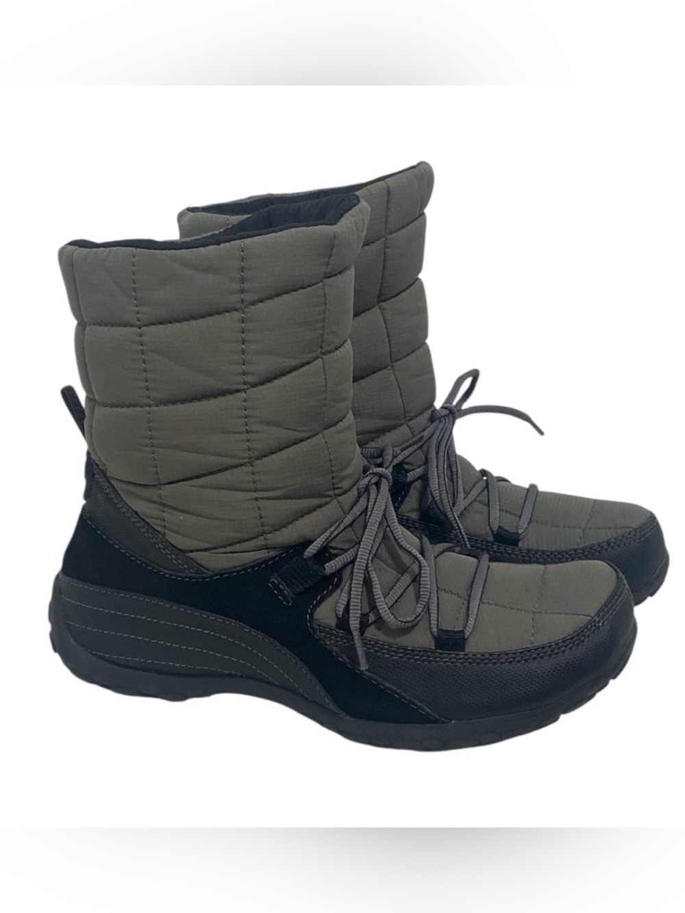 BareTraps Tonya Gray and Black Quilted Winter Boots - NWOT - Women’s 6.5